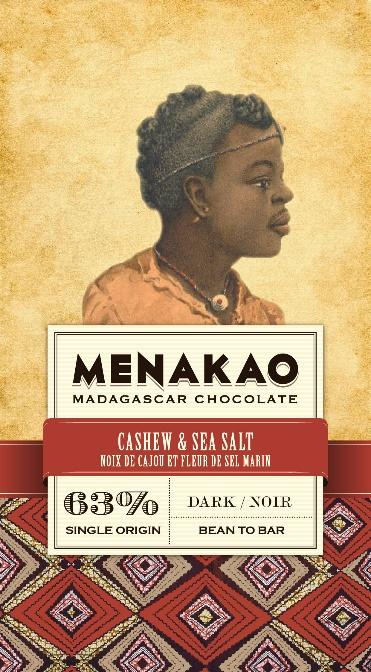 Chocolat noir 63% - Noix de cajou et fleur de sel marin de Madagascar Menakao