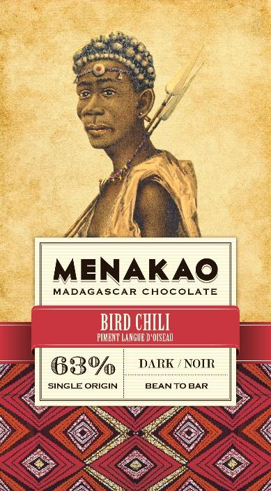 Chocolat noir 63% - piment langue d'oiseau de Madagascar Menakao 