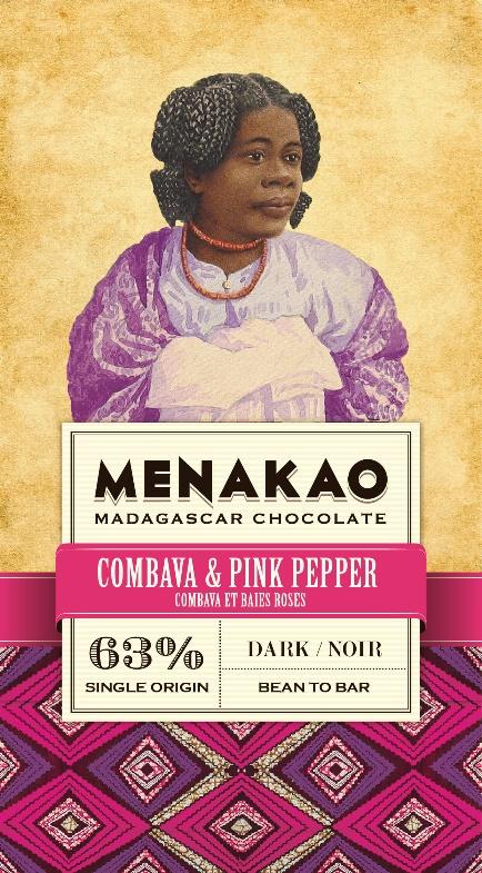 Chocolat noir 63% - Combava & Baies roses de Madagascar - Menakao
Pink pepper